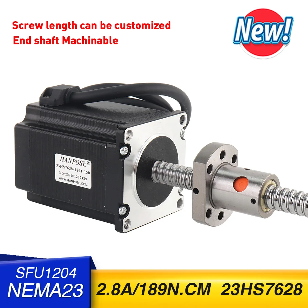 

5PCS 57 Ball screw motor 23HS7628 100MM 200mm 300mm ballscrew NEMA23 stepper motor 2.8A 189N.CM For CNC engraving machine