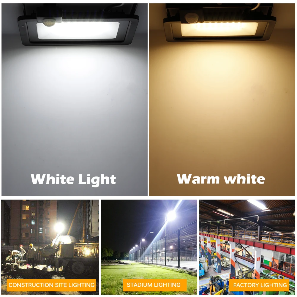 PIR Motion Sensor LED Floodlight 220V Waterproof Spotlight 10W 30W 50W 100W Flood Light Outdoor Lighting for Garden Street Wall images - 6