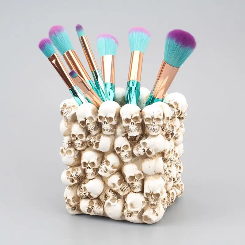 

Skull Ornament Skeleton Stationery Pen Holder Home Office Desktop Pencil Storage