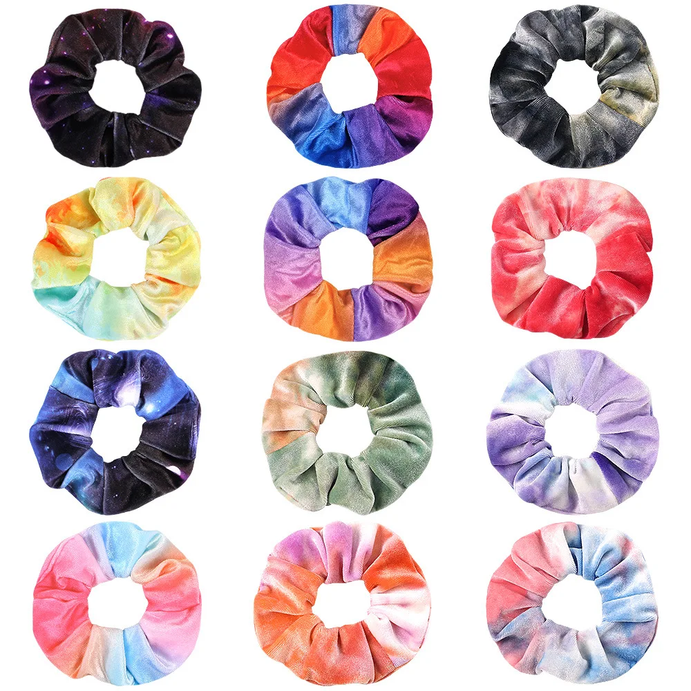 

New Fashion Super soft velvet Chiffon Ladies Starry Sky Dream Gradient Girls Elastic Hair Bands Hair Accessories