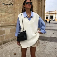 womens sweater vest knitted vest 2020 pullover jumper oversize knitwears autumn bf pullovers sweaters ropa mujer sweater women