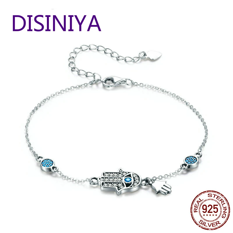 Женские браслеты из стерлингового серебра 925 пробы с Амулет Хамса глазами