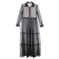 black sexy perspective cylindrical button cardigan long sleeve large size loose casual dress dress womens dress