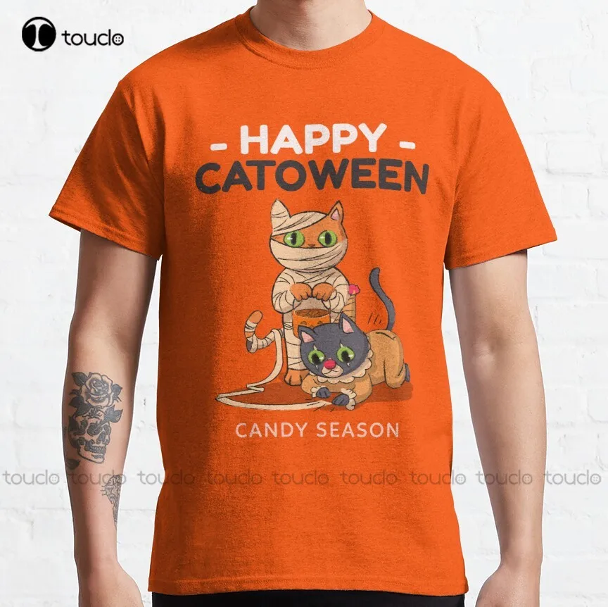 

Catoween Trick Or Treat Happy Meoween Meow I Mean Boo Cat Holiday Ghost Halloween Cat Lovers Kitty Meow Witch Pumpkin T-Shirt