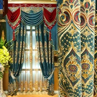 european curtain high grade chenille curtain cloth living room bedroom shade gold silk embroidered curtain products
