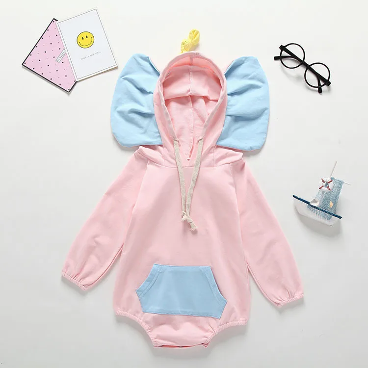 New Baby Romper Children Kids Cute Elephant Hooded Long Sleeve Jumpsuit Product Cotton Newborn Rompers |