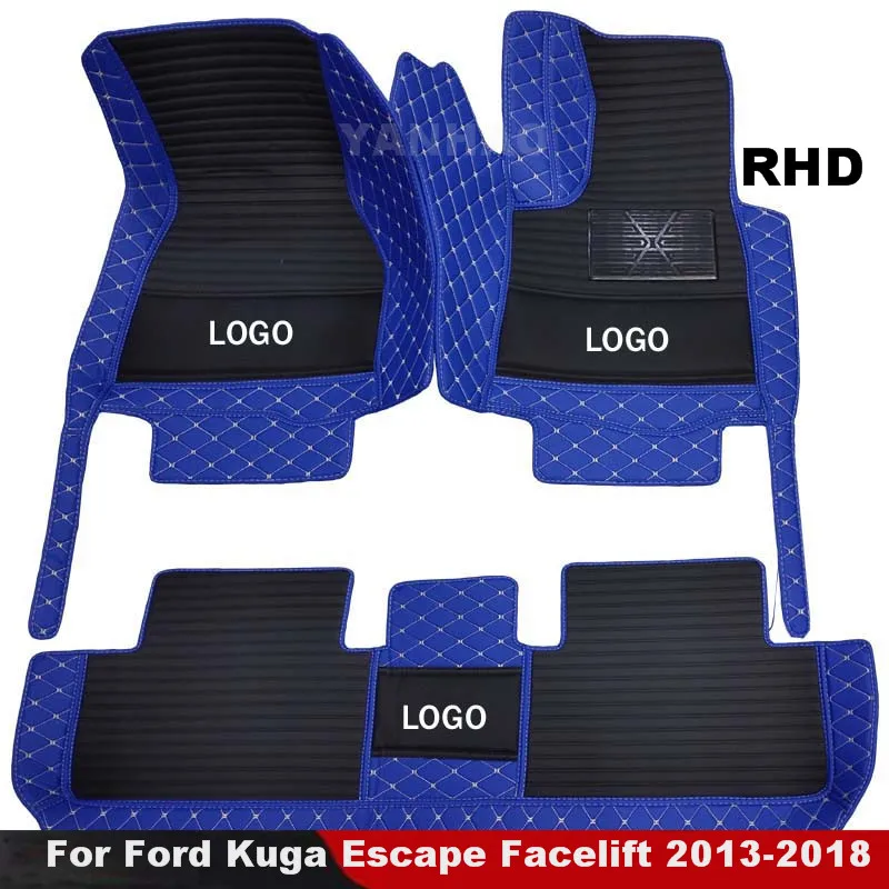 

Ковры RHD для Ford Kuga Escape Facelift 2018 2017 2015 2016 2014, кожаные автомобильные коврики, аксессуары для интерьера автомобиля