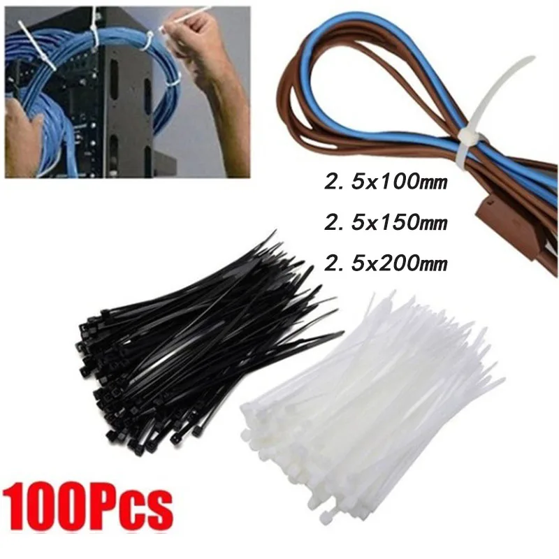 

Самоблокирующийся нейлоновый галстук с пластиковым напылением, черный и белый пластик Ремешок Для стяжки кабелей