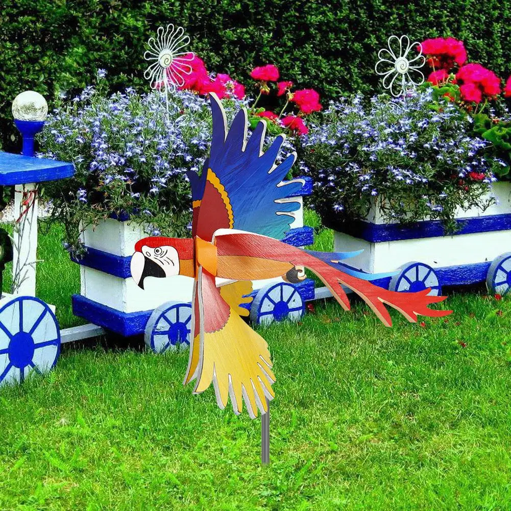 

Birds Windmill Waterproof Creative Rotating Parrot Windmill Decoration For Garden Lawn Yard Parties Decor Kids Windmill Toy Gift