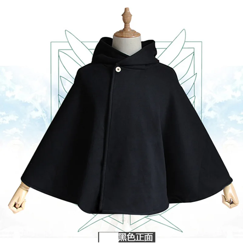 Зеленая черная накидка с капюшоном для косплея Леви Аккермана из аниме атака на