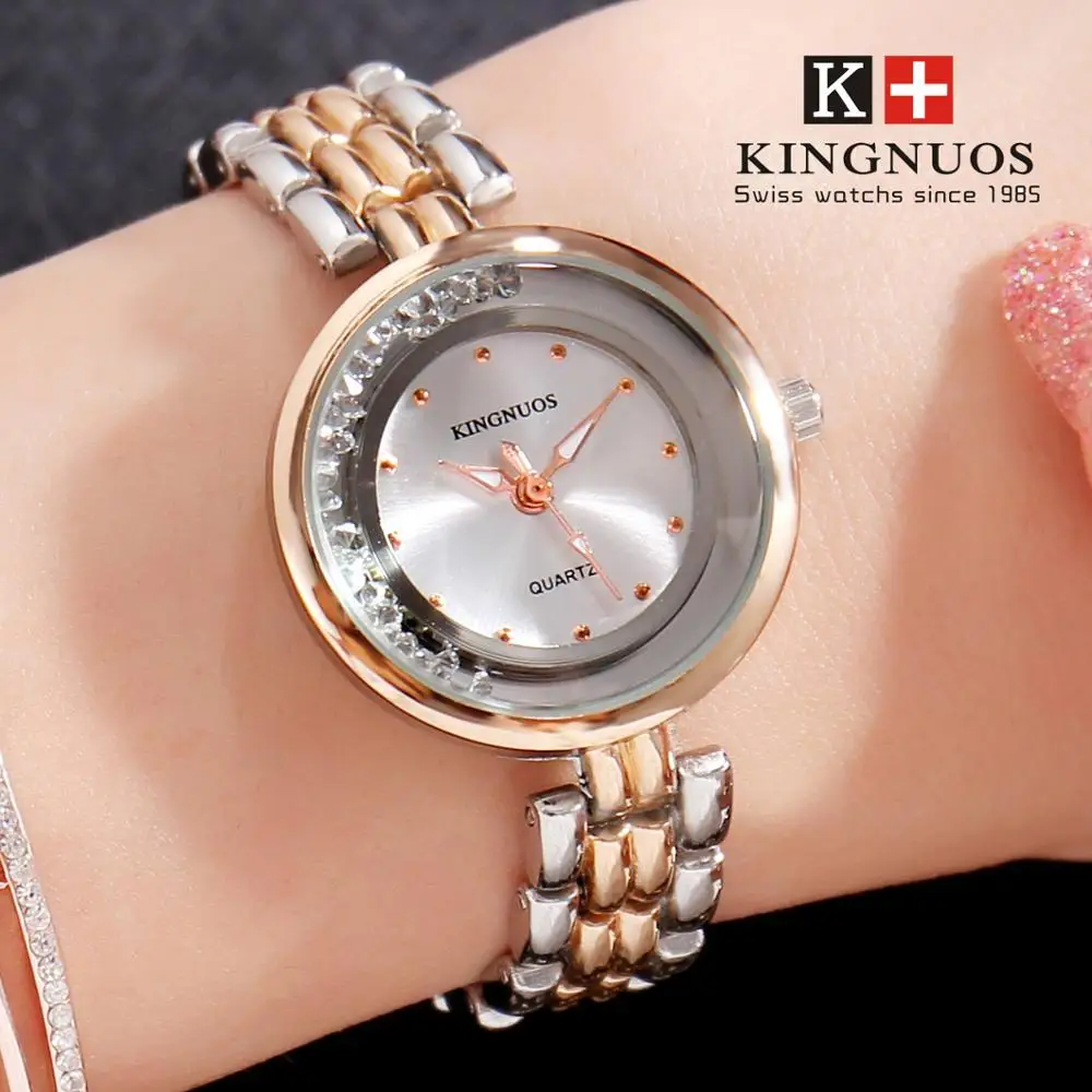 KINGNUOS Gold Bangle Bracelet Luxury Watches Stainless Steel Retro Ladies Quartz Wristwatches Fashion Casual Women Dress Watch enlarge