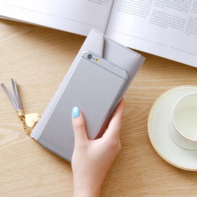 

2021 Fashion Womens Wallets Simple Zipper Purses Black Purple Gray Red Long Section Clutch Wallet Soft PU Leather Money Bag