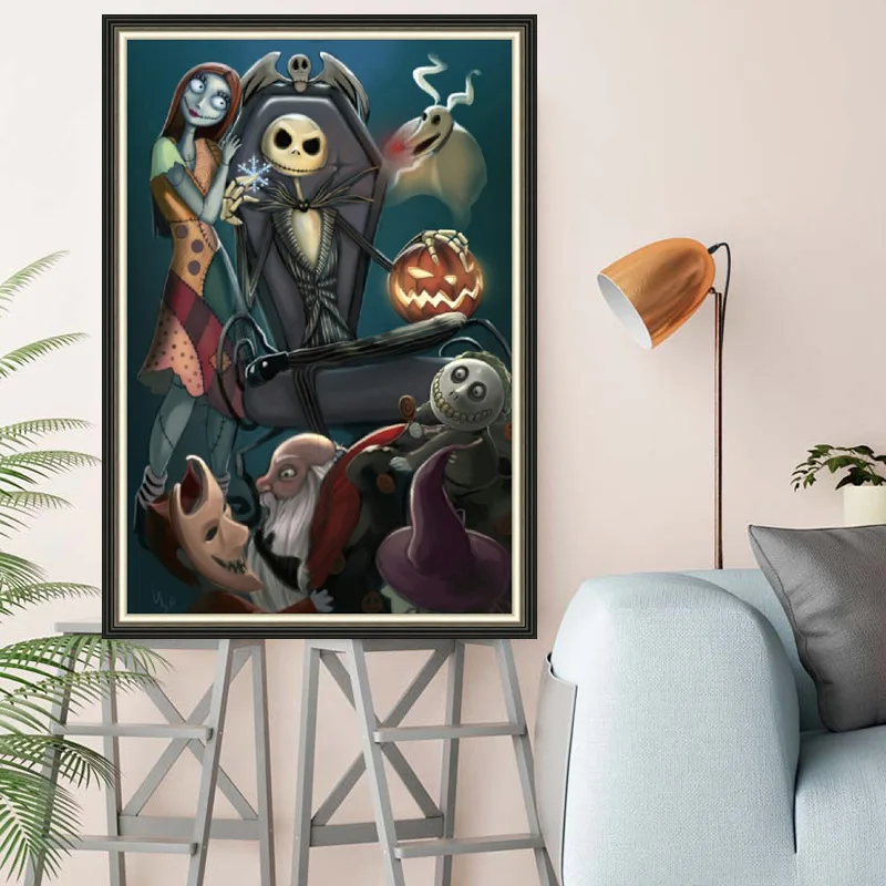 

Diamond embroidery 5D DIY Halloween skull diamond painting round diamond cross stitch living room bedroom decoration