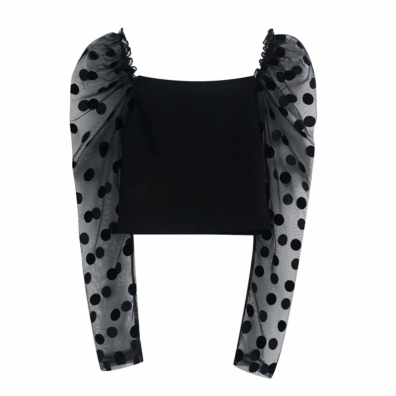 Spring Women's Blouse Shirt Vintage Sexy Square Collar Polka Dot Women Tops and Blouses Clothing for Ropa Mujer | Блузки и рубашки