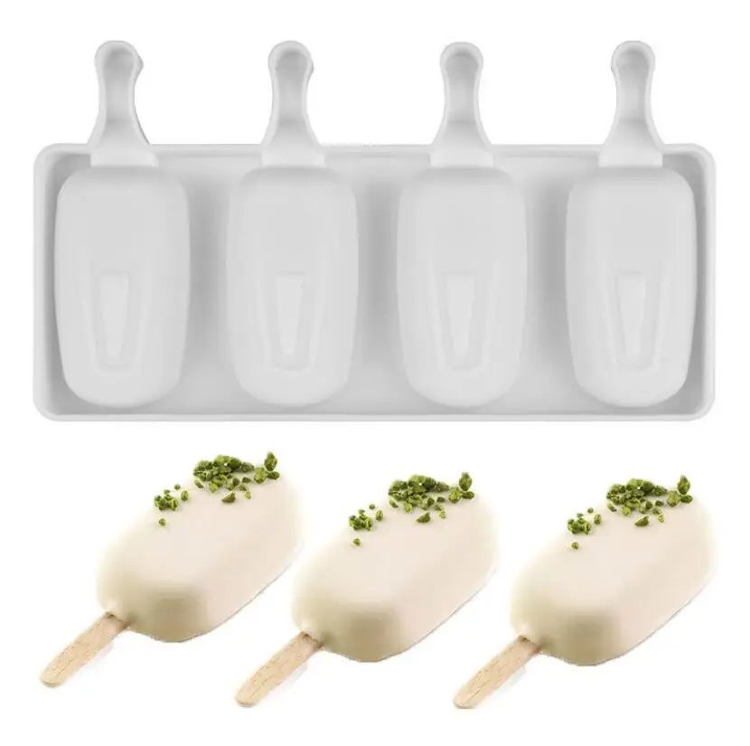 Еда безопасный силиконовая форма для льда формы крема 4 ячейки ледяной куб эскимо