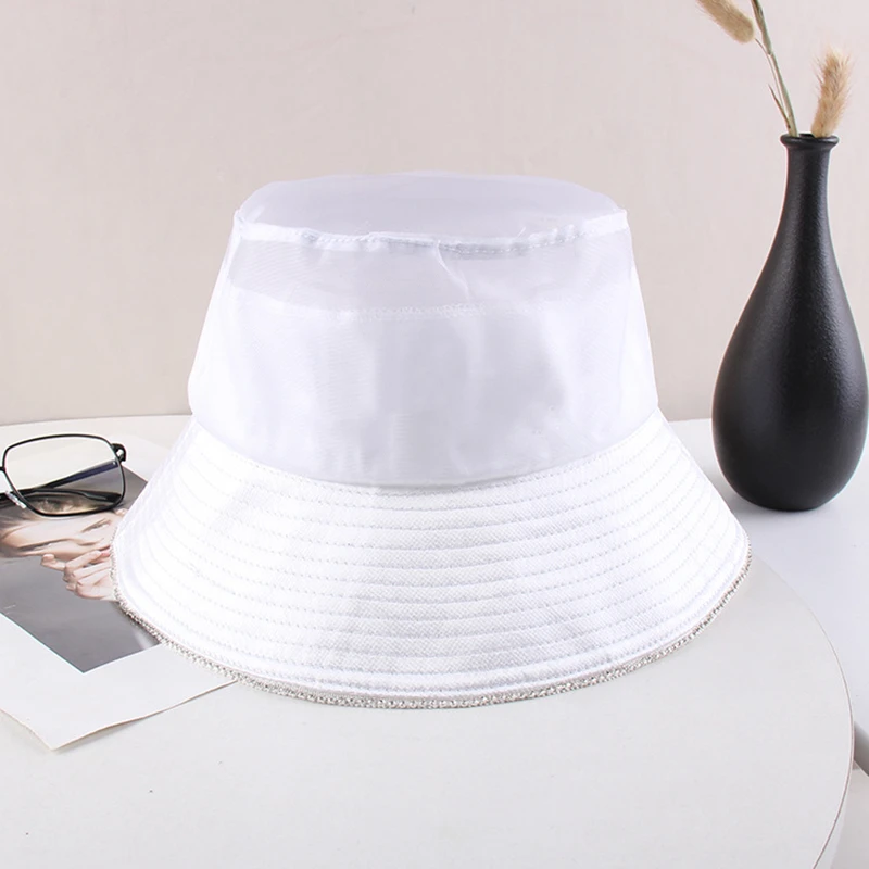 2021 new fashion rhinestone fisherman hat sunshade hat lady summer thin air permeable sunscreen outdoor leisure basin hat