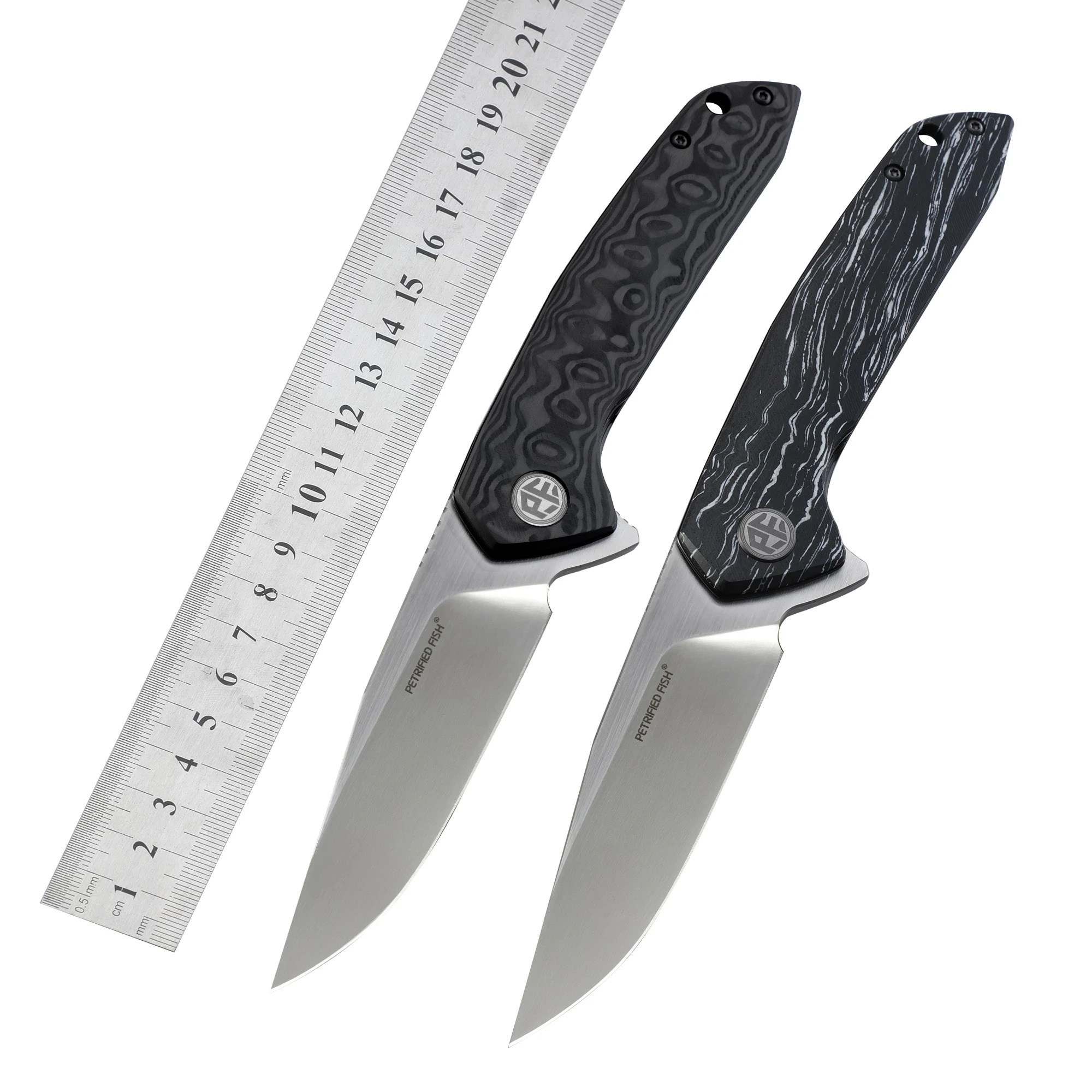 

Original Petrified fish 989 K110 steel folding knife Damask pattern handle Hunting knives ceramics ball bearings EDC tools