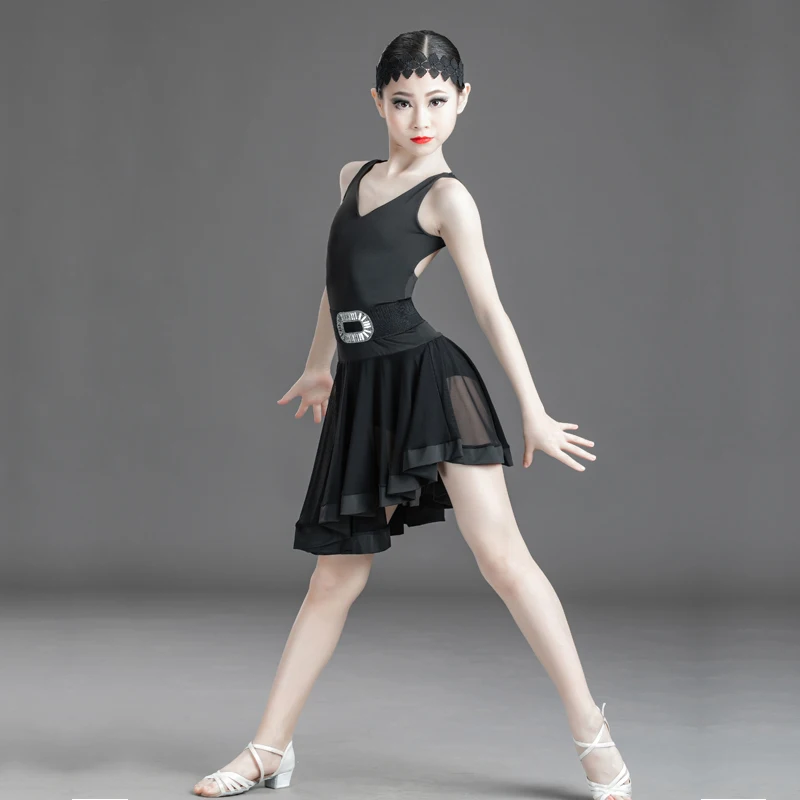 

Ballroom Ruffle Floral Latin Dance Wear Dress Competition Girl Kids Children Salsa Tango Cha Cha For Performance Practice Skirt