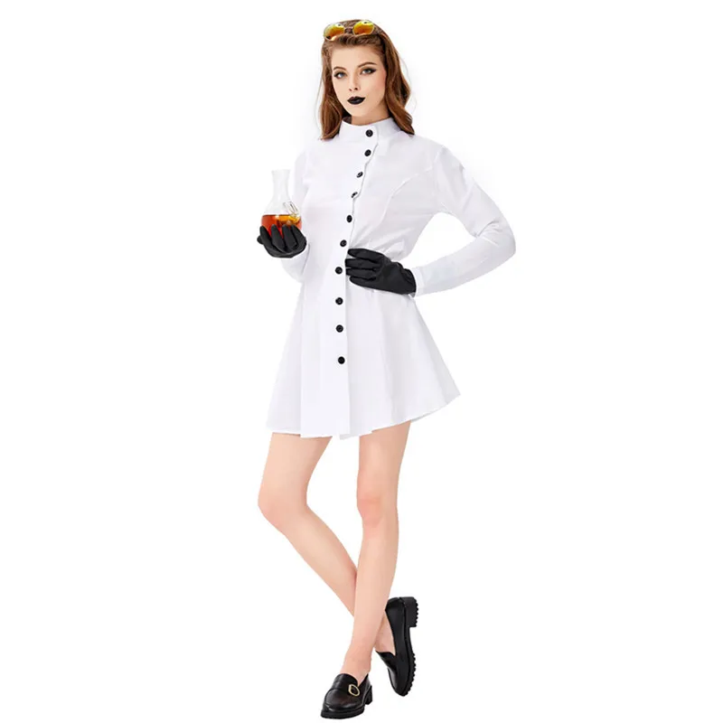 Профессиональный костюм для косплея на Хэллоуин женщин и девочек белое платье с