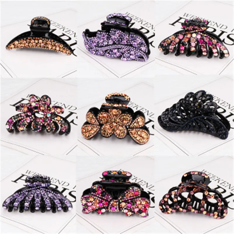 

Hair Claw Clip Clamp For Women Girl Flower Floral Rhinestone Geometric Korean Handmade Fashion Head Accessories Mujer Wholesale