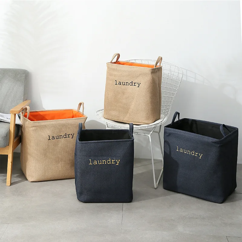 

Laundry Basket Home Organizer Foldable Bathroom Dirty Clothes Laundry Storage Bags Kids Toy Double Layer Thick Storage Baskets