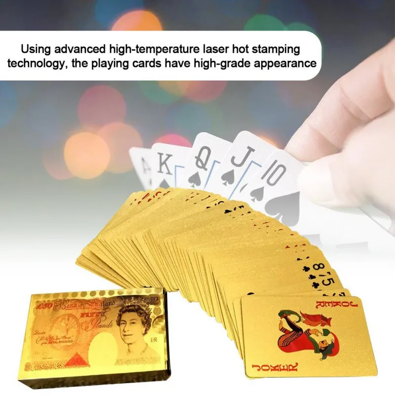

Portable Plastic Magic Card Waterproof Cards Magic Playing Cards Poker Game Deck Gold Foil Poker Set 24K Gold r