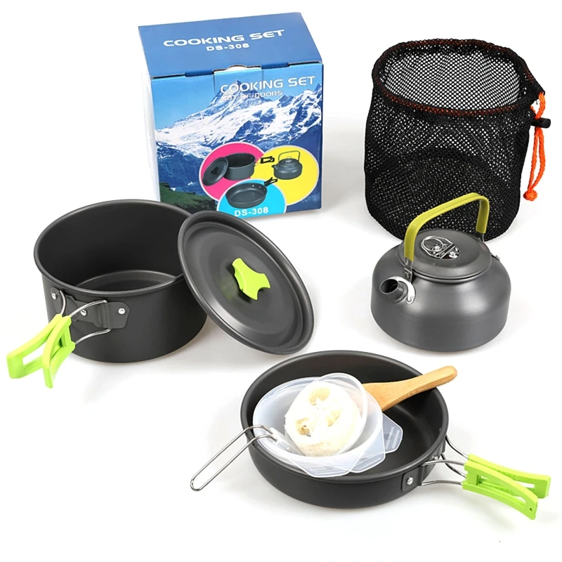 

Aluminum Alloy Camping Cookware Utensils With Storage Bag Cookware Pot Cooking Outdoor Tableware Easy to Use and Clean