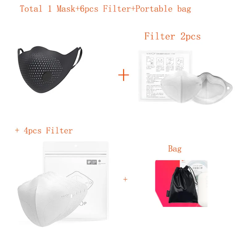 B Черный цвет Xiaomi AirPOP Air Wear PM2.5 анти-дымка маска для лица Регулируемая ухо висячие удобные противотуманные маски для лица для мужчин и женщин - Цвет: B