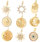 Подвески-солнце для изготовления ювелирных изделий, подвески для ювелирное украшение в виде солнца, Золотая медь, микро-фианит, фианиты сделай сам, серьги, очаровательные аксессуары для ожерелья