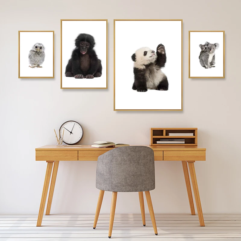 Современный минималистичный милый животное орангутанг Сова коала панда холст