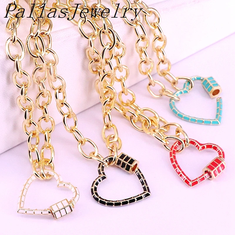 Ожерелье-чокер с замком в форме сердца модное колье золотым наполнением эмалью