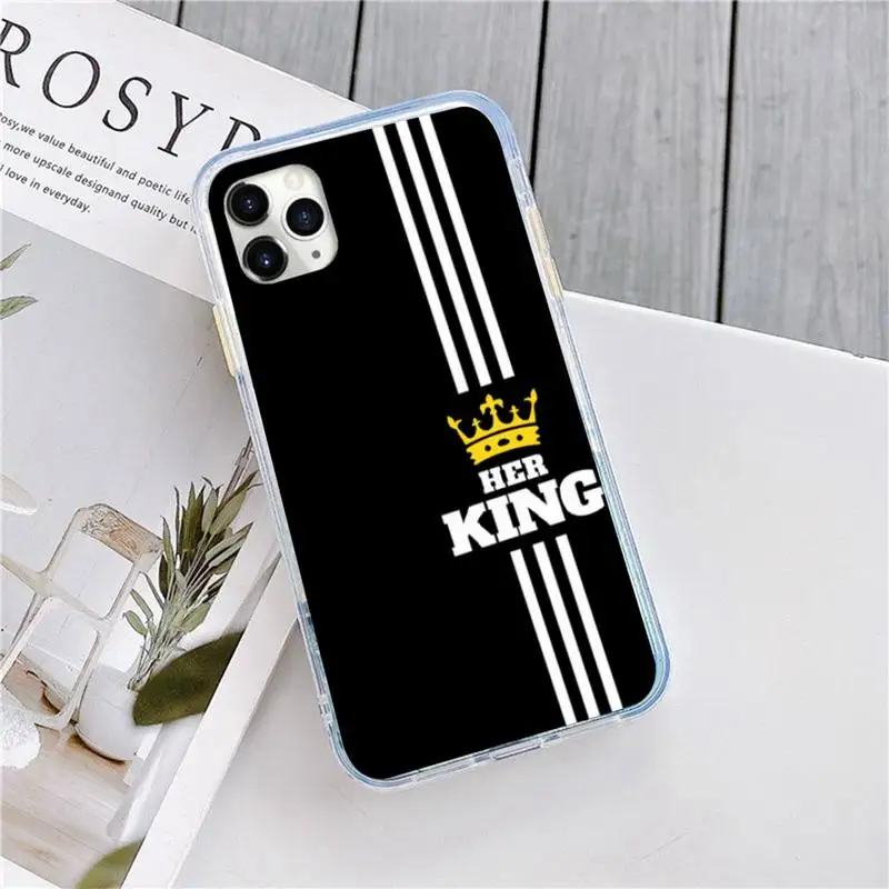 

King Queen fashion pattern Phone Case for iPhone 11 12 pro XS MAX 8 7 6 6S Plus X 5S SE 2020 XR Anti-fall mobile cover