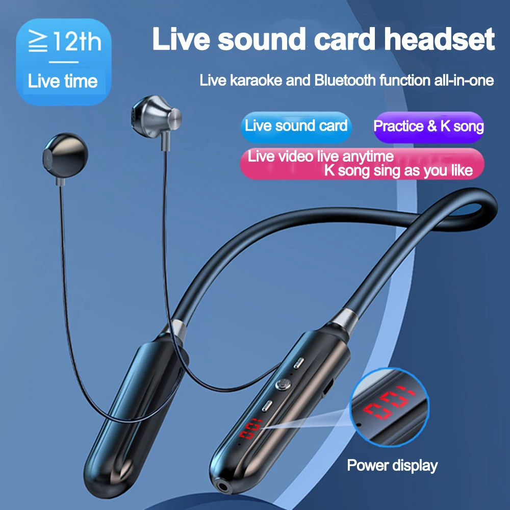 Беспроводные Bluetooth-наушники со звуковой картой магнитные спортивные наушники