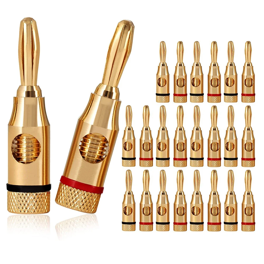 

24 шт., позолоченные штекеры для динамиков