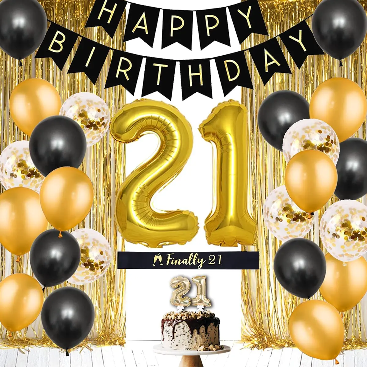 21 decoraciones para fiesta de cumplea&ntilde;os, suministros de fiesta de cumplea&ntilde;os, n&uacute;mero 21, cartel de feliz cumplea&ntilde;os-0