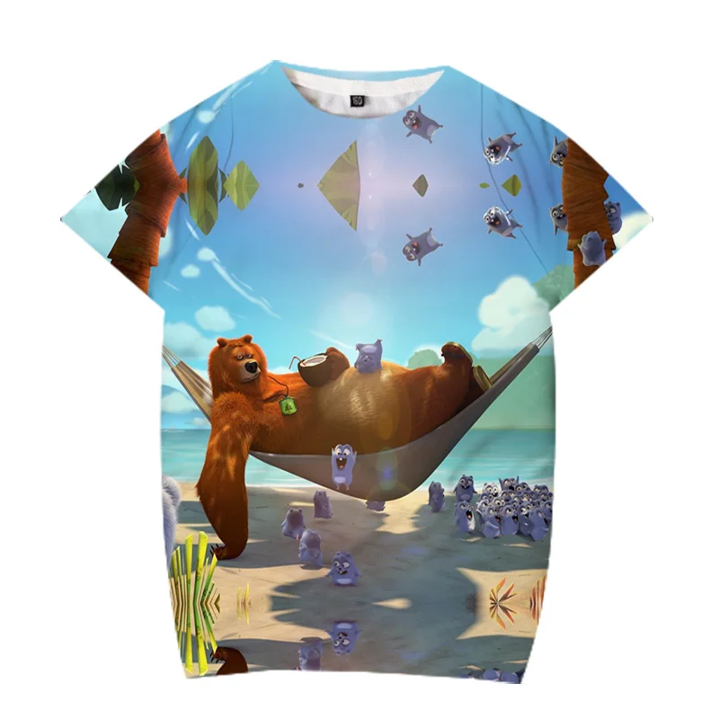 

2021 Latest 3D Sunshine Bear Cartoon Anime Print T-shirt Funny Children's Short-sleeved Tops Boys and Girls Fashion Streetwear
