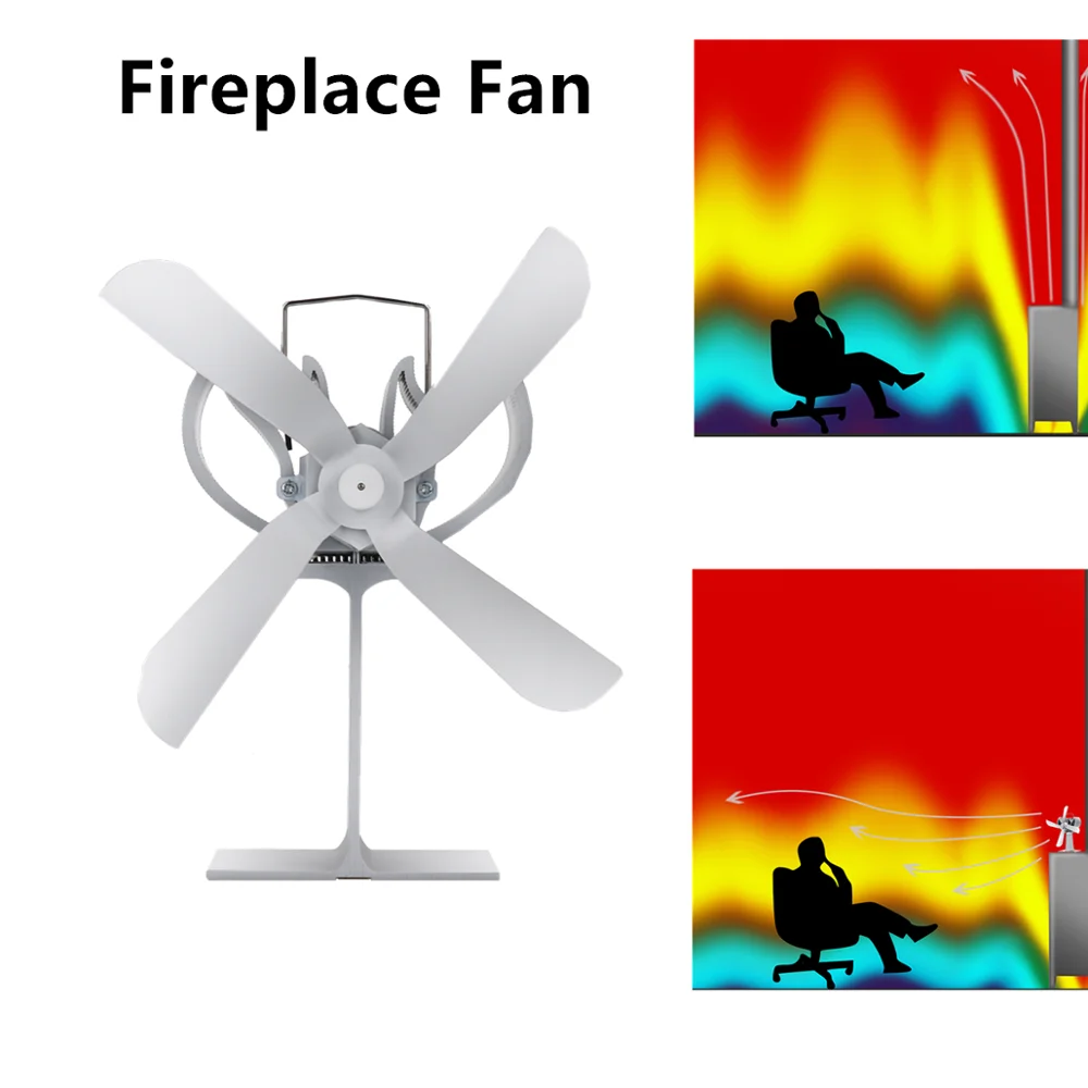

Вентилятор для плиты 7,5 дюйма, 4 лопасти, вентилятор для камина, с питанием от нагрева, для дровяной печи, экологический вентилятор удобный, т...