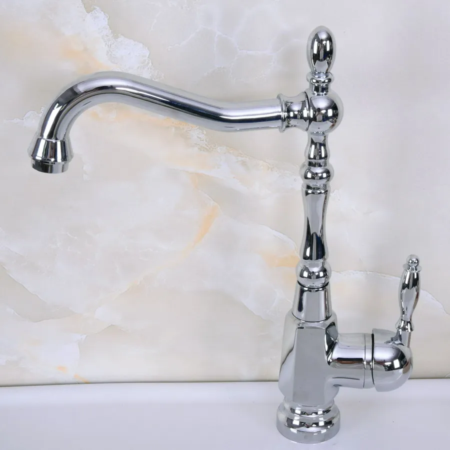 Полированный хромированный латунный смеситель с одной ручкой и одним отверстием