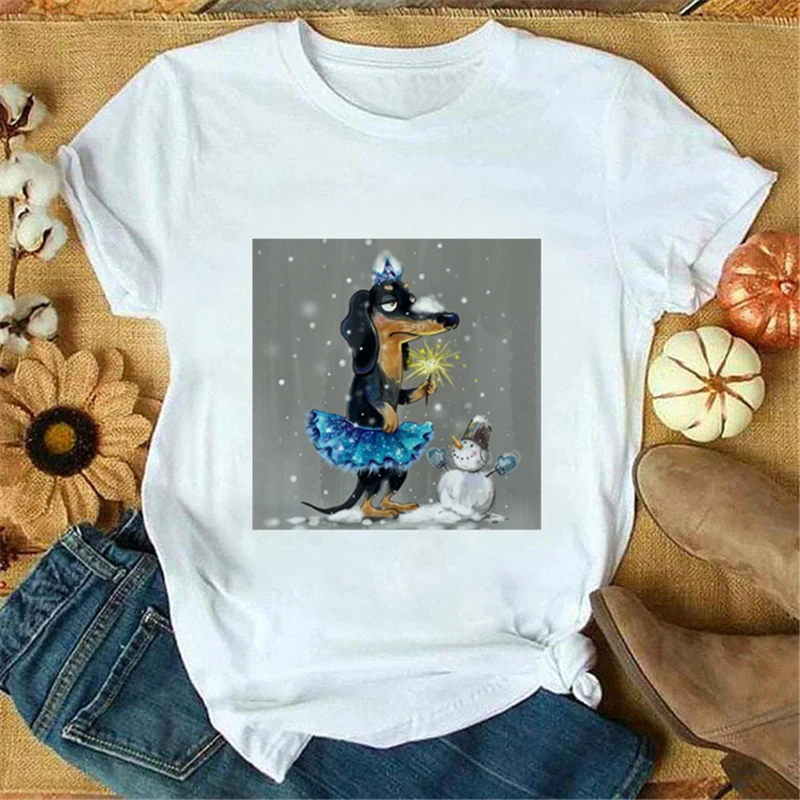 

Women Top Lovely Season Festival Happy Christmas Fashion Print Cartoon Shirt Female Graphic New Year Tee Tshirt Unisex T-shirt