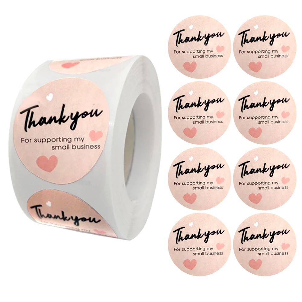 

500PCS 2.5/3.8CM Pink Stationery Stickers Thank You Sticker Business Envelope Wrapping Gift Sealing Label