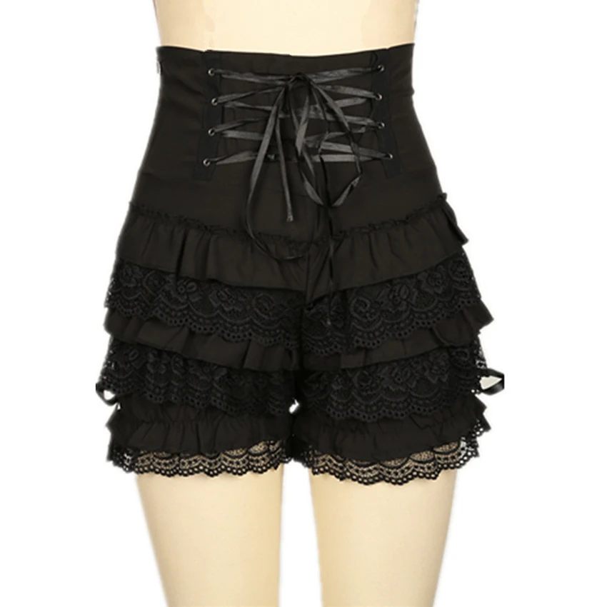 Красный Черный Готический стимпанк Лолита рюшами Кружева Тыква шаровары хлопок