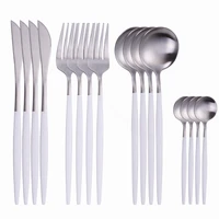 matte 16pcs tableware stainless steel cutlery dinner set steel cutlery set knives forks spoons western kitchen dinnerware set