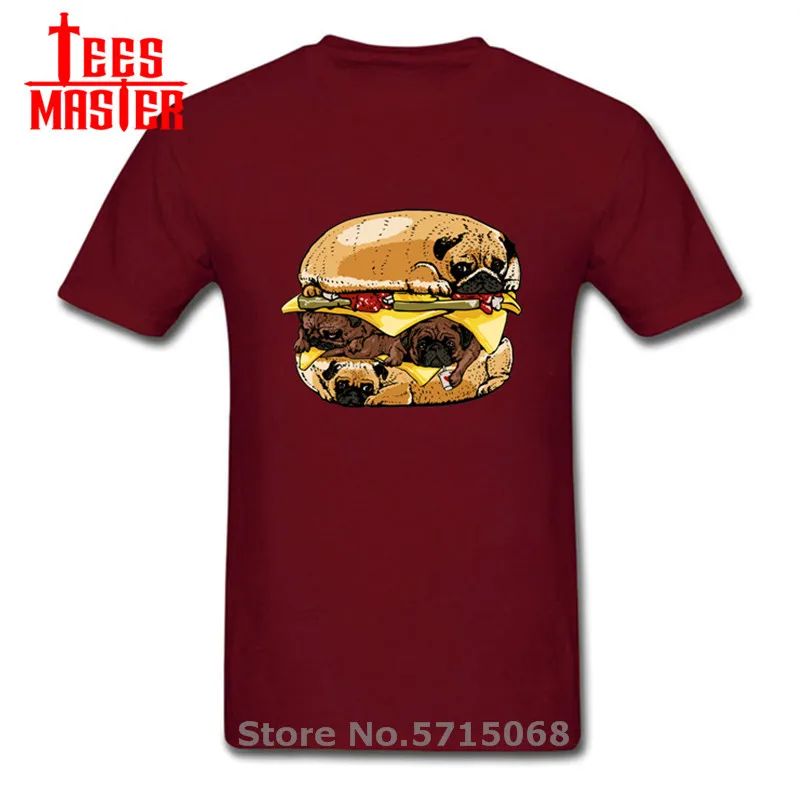 Забавные вмопсы футболка с принтом гамбургеров Мужская в виде мопса женская