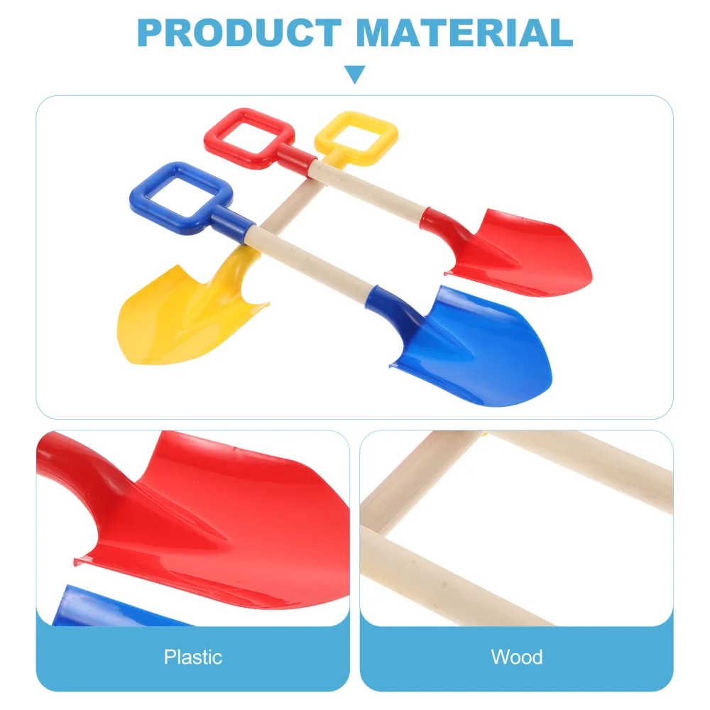 

3Pcs Beach Play Sand Toys Kids Sand Shovels Toys Beach Toys (Yellow Red Blue)