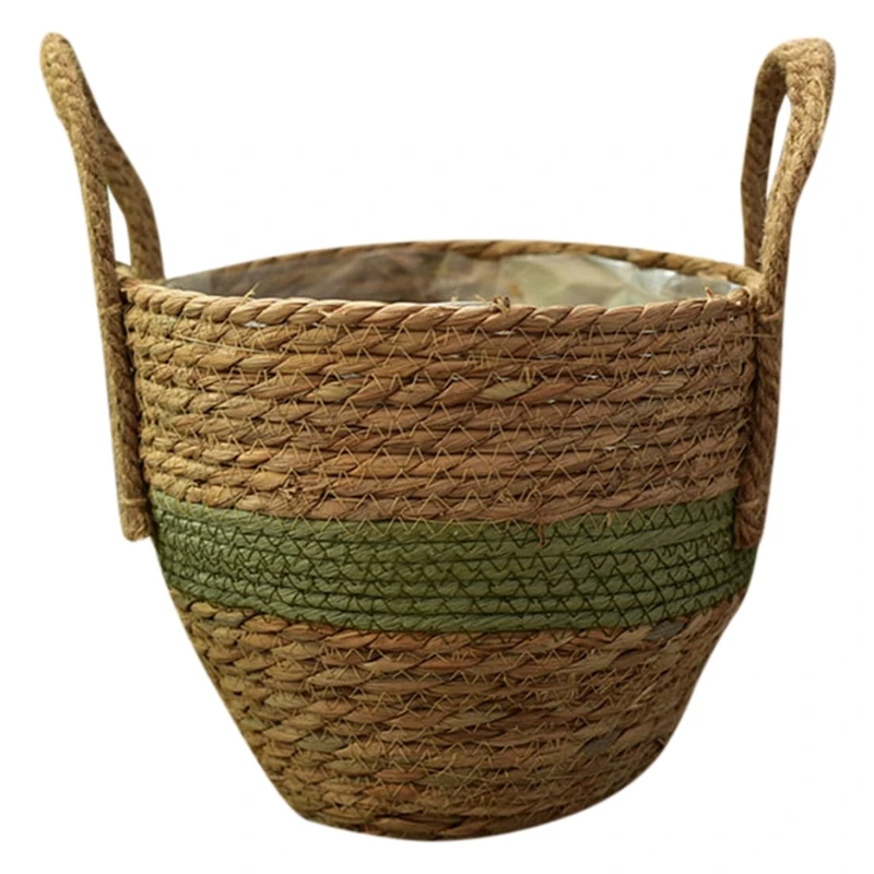 

Handwoven Straw Flower Pot Indoor Plants Container Laundry Toy Storage Basket for Garden Home Decoration