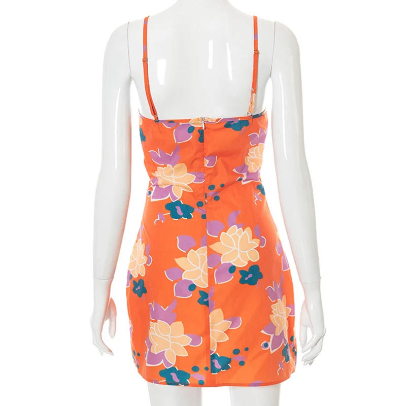 

Lucyever Summer Printing Strap Mini Dress Women Y2K Ruched Sleeveless Party Short Dresses Woman 2021 Slim Fit Beach Vestidos