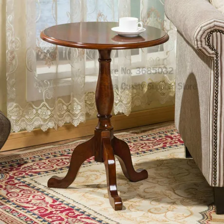 Massivholz Kleiner Runder Tisch Amerikanische Sofa Seite Europäischer Stil Einfache Kaffeeecke Co.