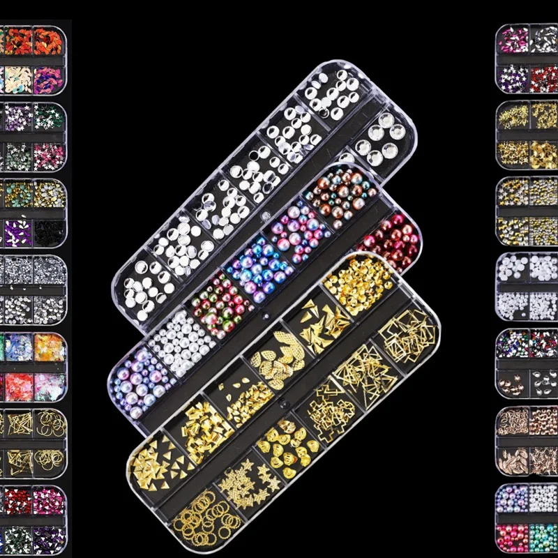 12 сеток золотые украшения для дизайна ногтей шпильки аксессуары маникюра