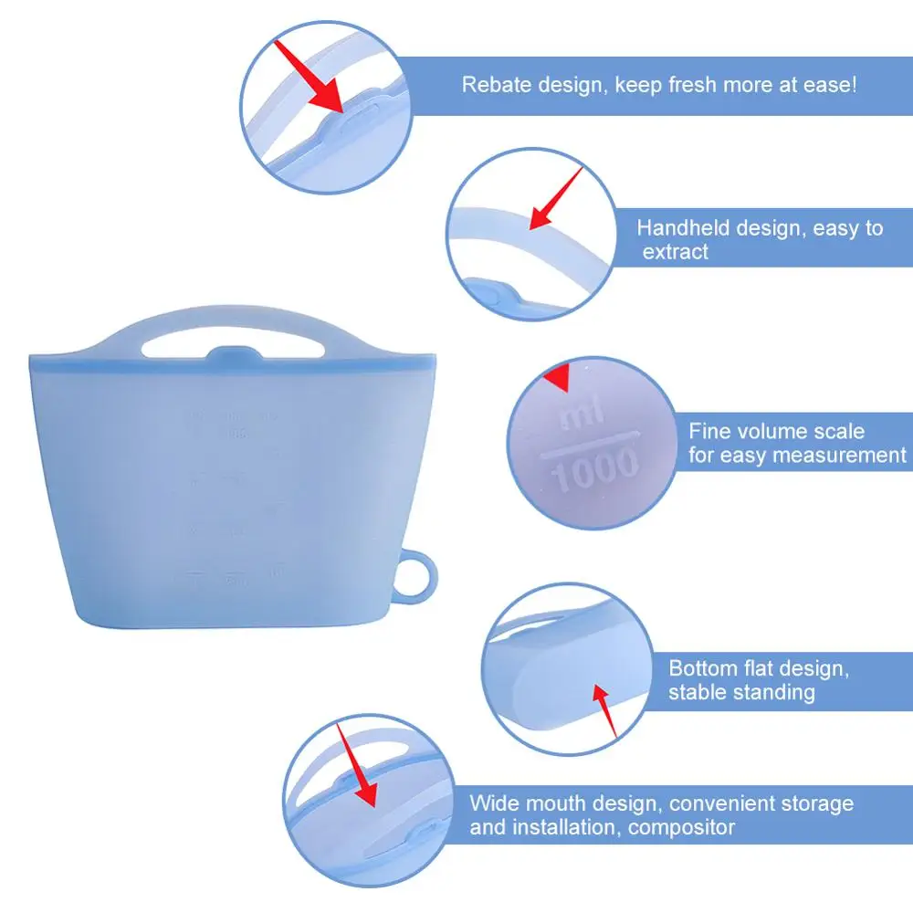 2 шт. многоразовые силиконовые Еда сумка для хранения сэндвич жидкость закуска