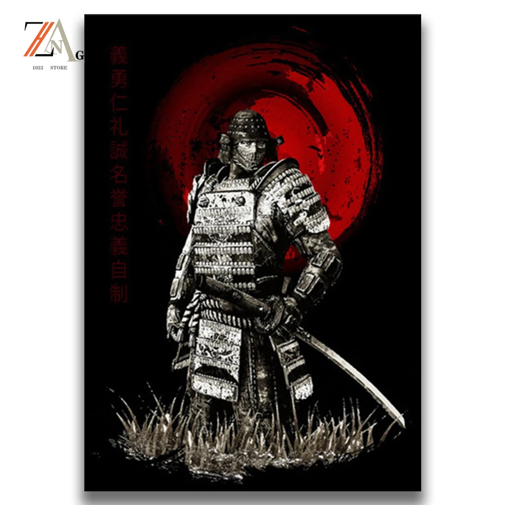 

Japanese ancient military commander poster vintage painting on canvas mural art painting in home living room decoration